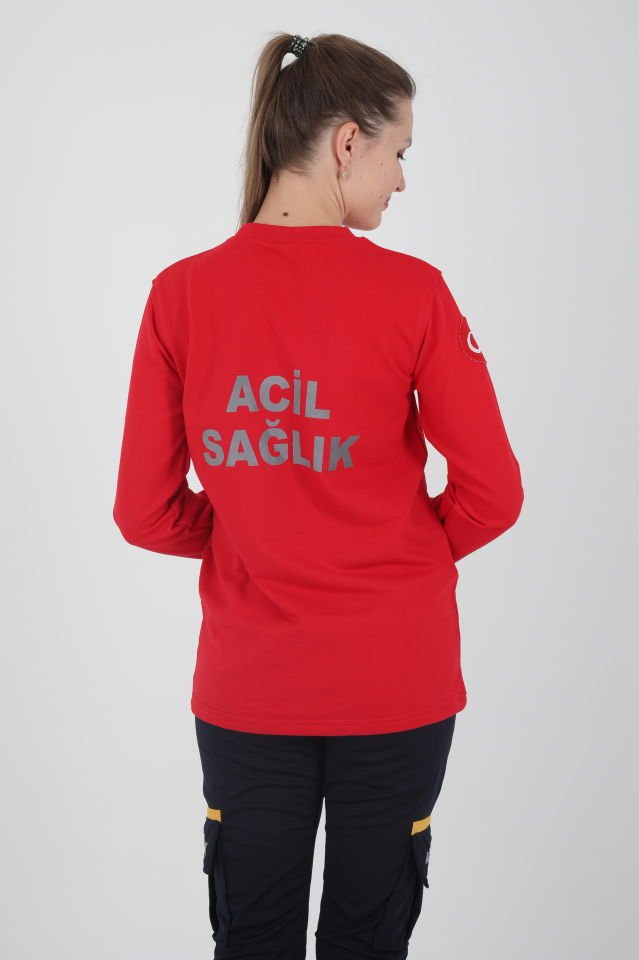 Acil Sağlık Kırmızı Sıfır Yaka Swit (Unisex-2 İplik)