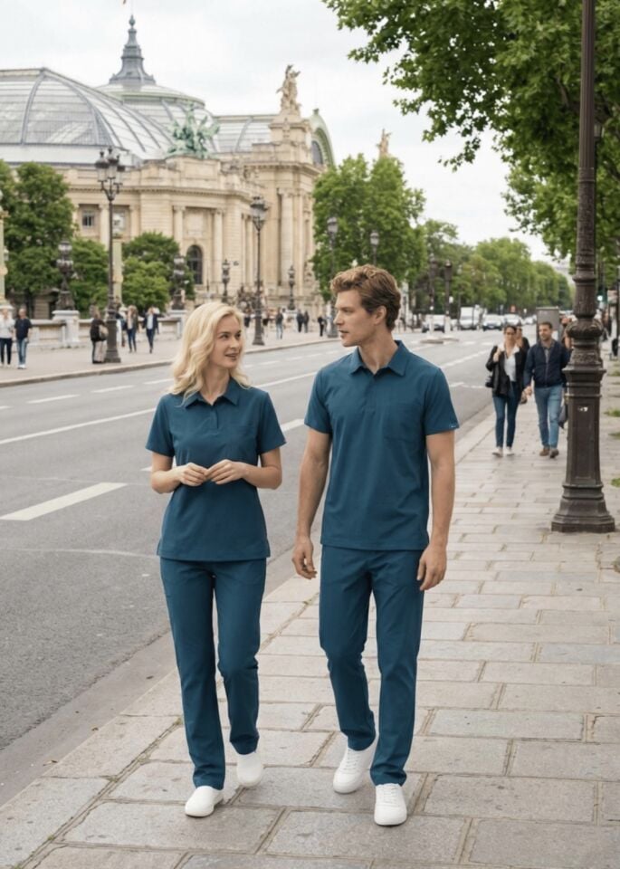 Petrol Yeşili Polo Yaka Likralı Cerrahi Premium Takım (Unisex)