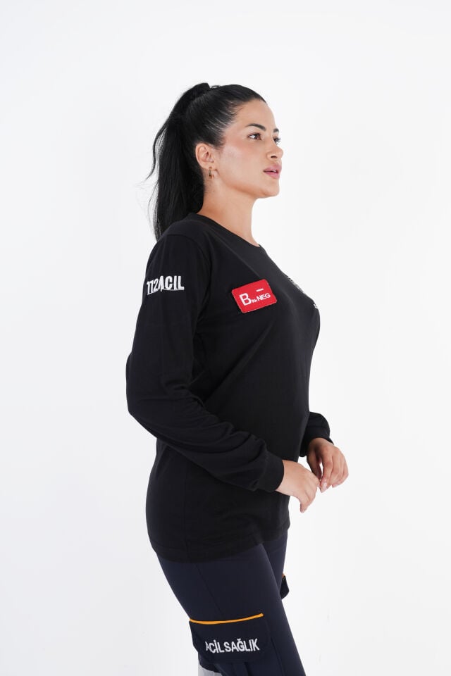 Sağlık Bakanlığı 112 Acil Sağlık Siyah Penye Uzun Kol (Unisex)