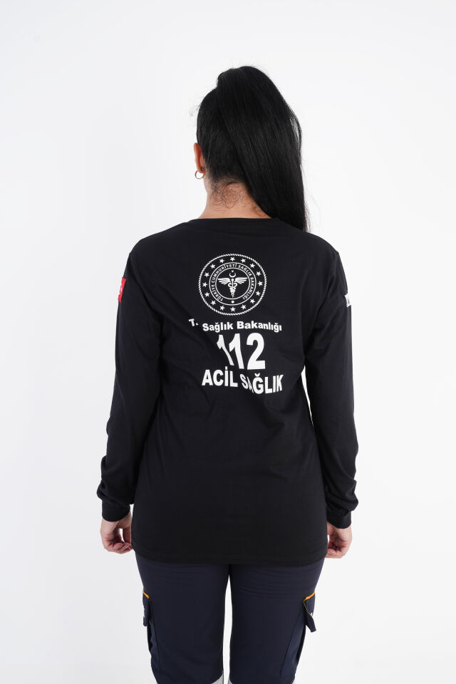 Sağlık Bakanlığı 112 Acil Sağlık Siyah Penye Uzun Kol (Unisex)