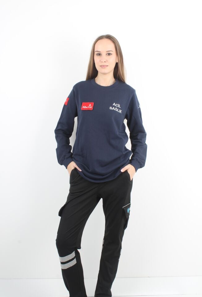 Acil Sağlık Lacivert Sıfır Yaka Swit (Unisex-2 İplik)