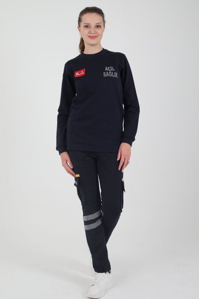Acil Sağlık Lacivert Sıfır Yaka Swit (Unisex-2 İplik)