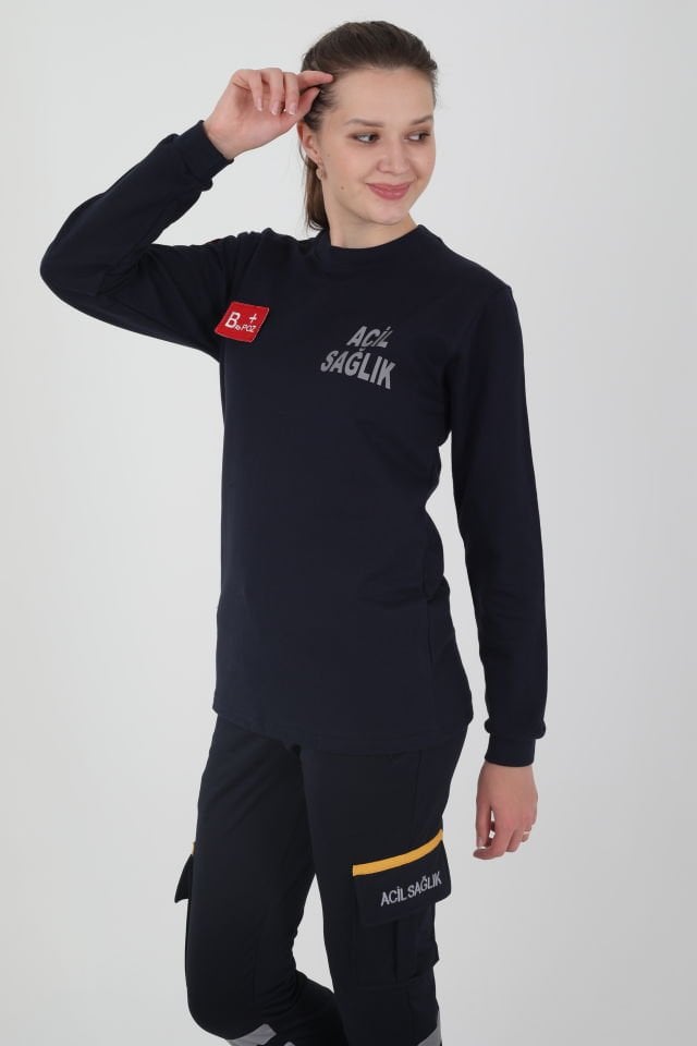 Acil Sağlık Lacivert Sıfır Yaka Swit (Unisex-2 İplik)