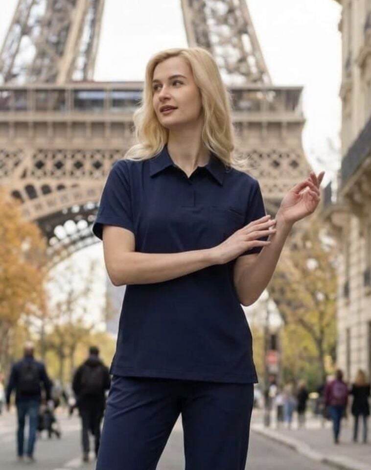 Lacivert Polo Yaka Likralı Cerrahi Premium Takım (Unisex)