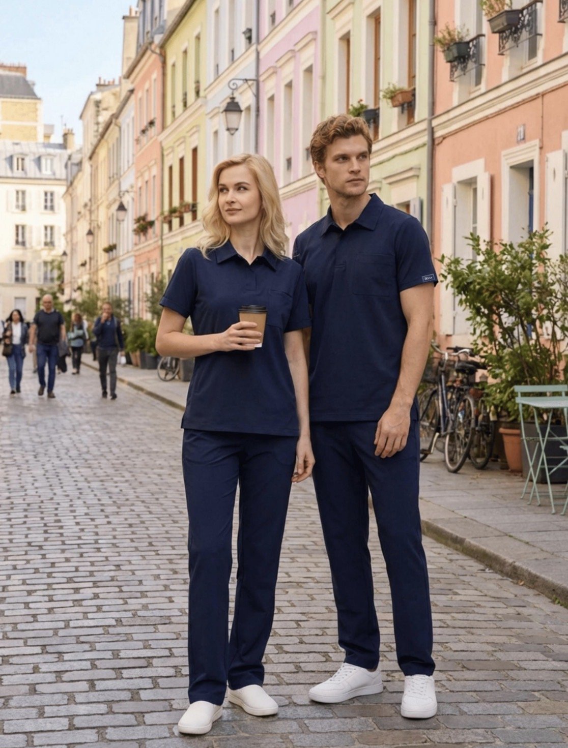 Lacivert Polo Yaka Likralı Cerrahi Premium Takım (Unisex)