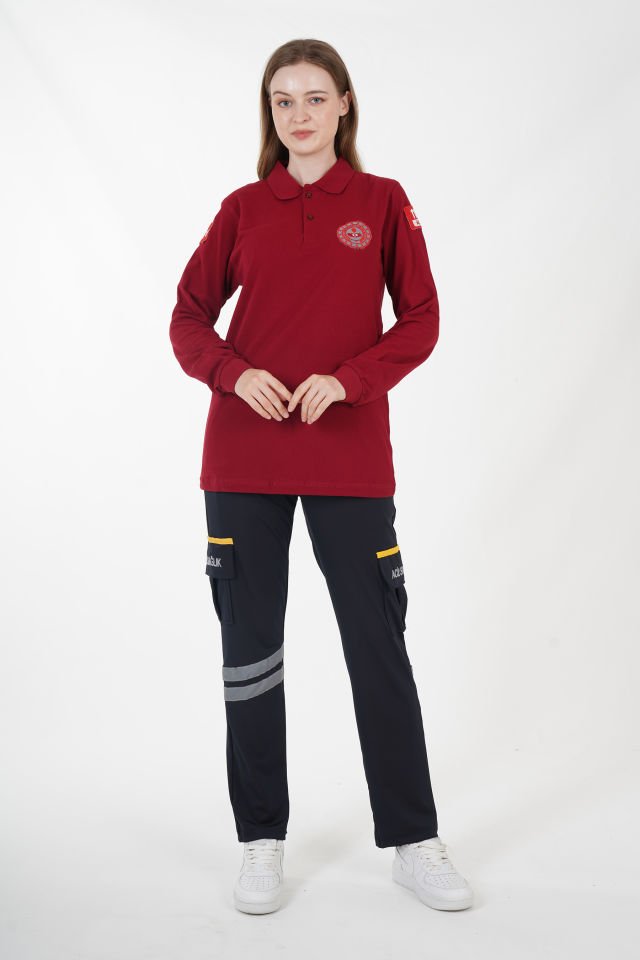 112 Acil Çağrı Merkezi Bordo Lacost Uzun Kollu T-shirt (Unisex)