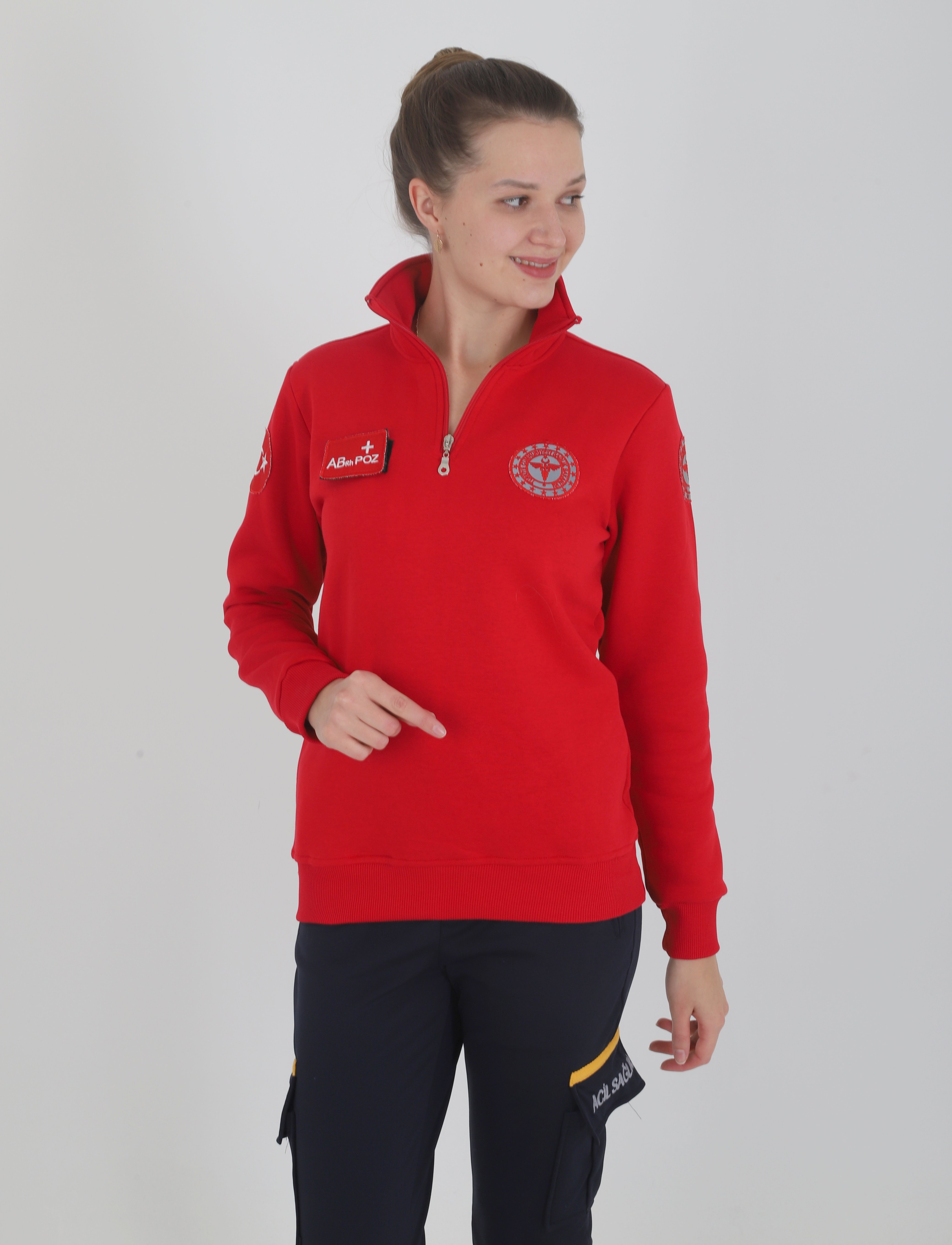 Evde Sağlık Kırmızı Fermuarlı Swit (Unisex)