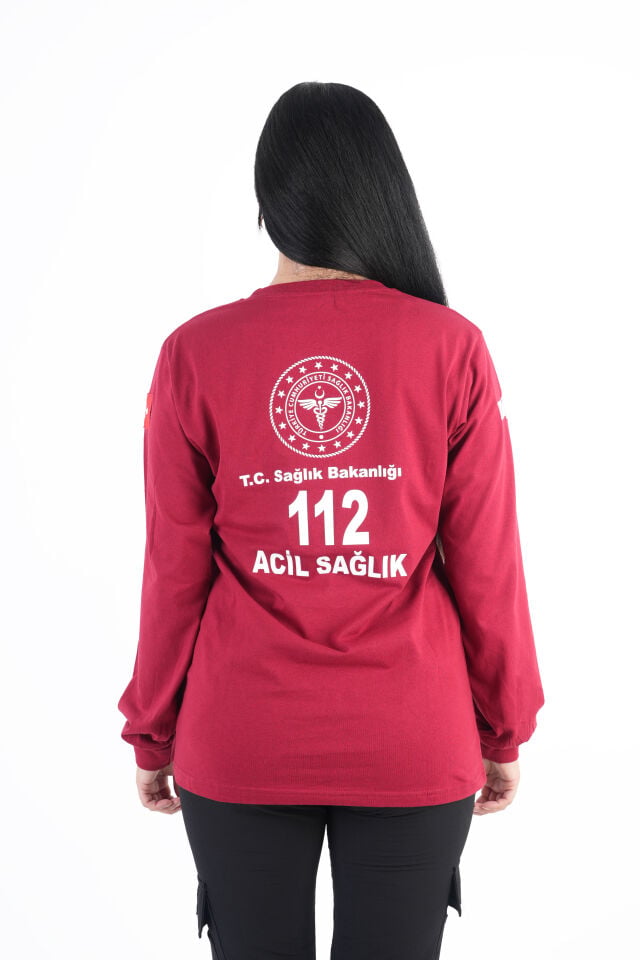 Sağlık Bakanlığı 112 Acil Bordo Penye Uzun Kol (Unisex)