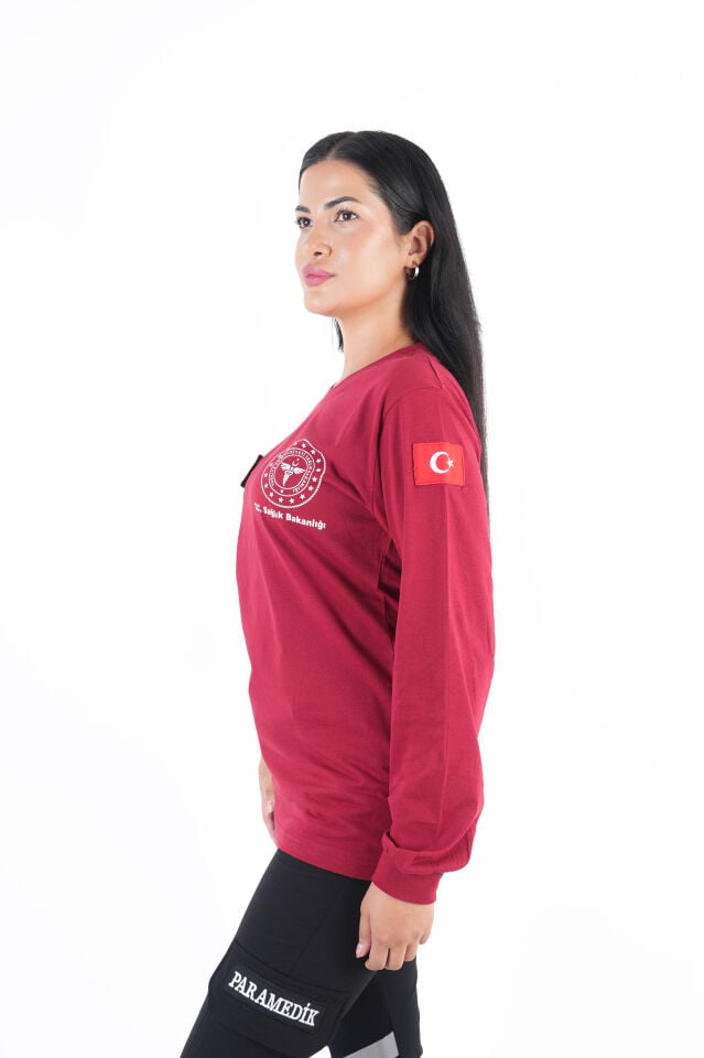 Sağlık Bakanlığı 112 Acil Bordo Penye Uzun Kol (Unisex)