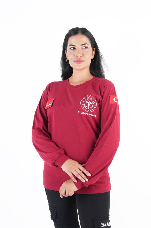 Sağlık Bakanlığı 112 Acil Bordo Penye Uzun Kol (Unisex)