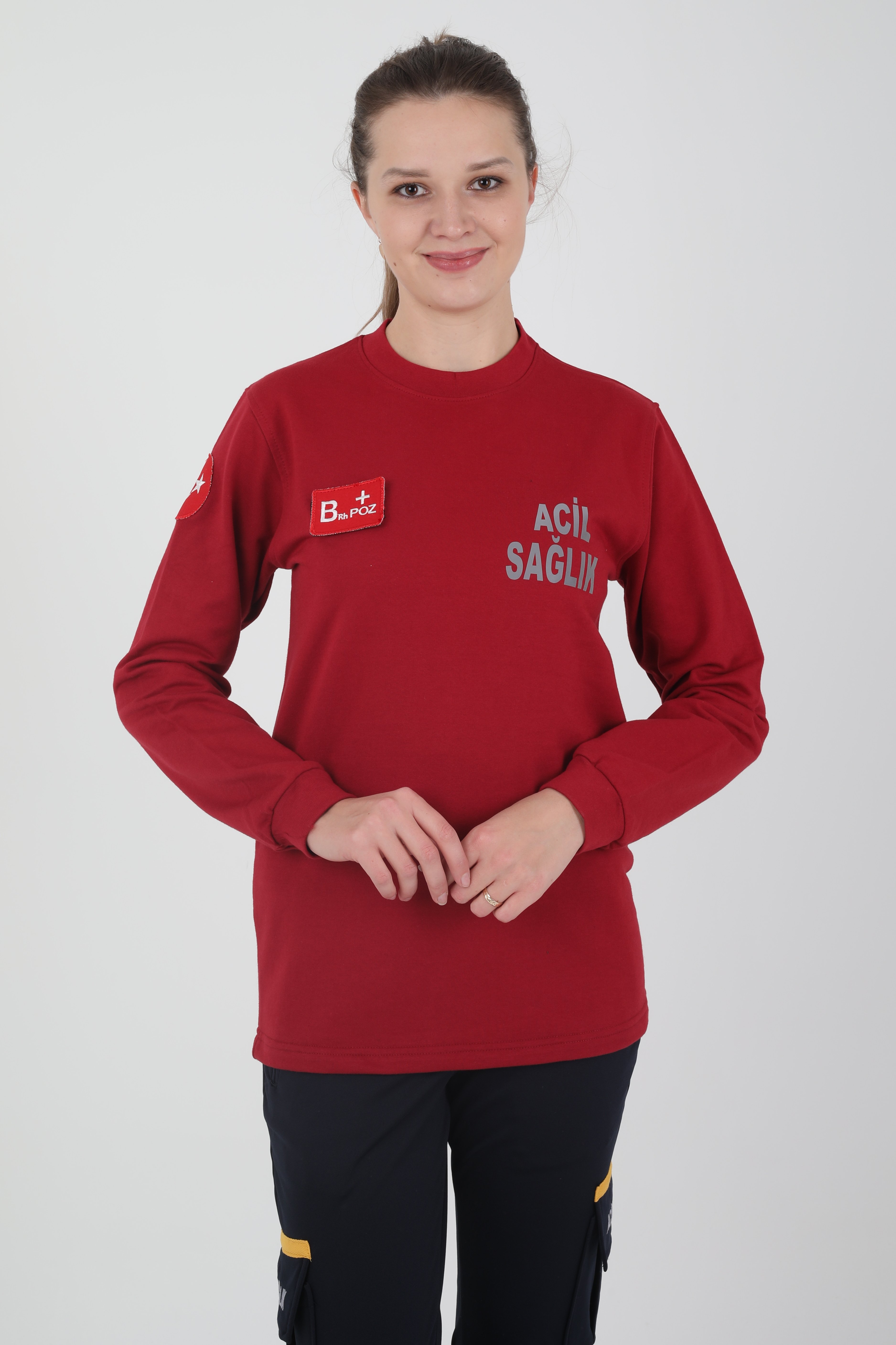 Acil Sağlık Bordo Sıfır Yaka Swit (Unisex-2 iplik)