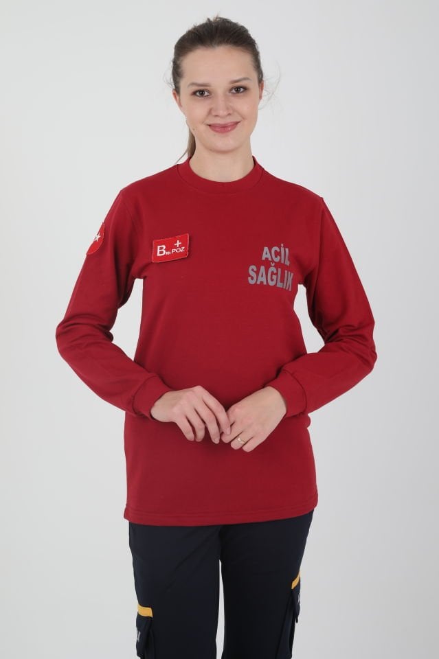 Acil Sağlık Bordo Sıfır Yaka Swit (Unisex-2 iplik)