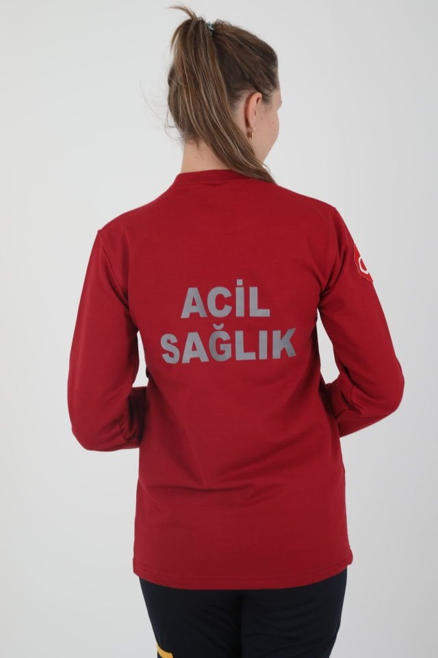 Acil Sağlık Bordo Sıfır Yaka Swit (Unisex-2 iplik)