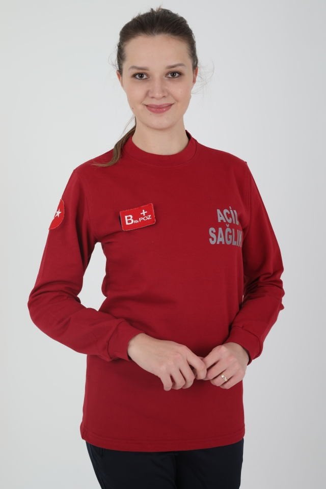 Acil Sağlık Bordo Sıfır Yaka Swit (Unisex-2 iplik)