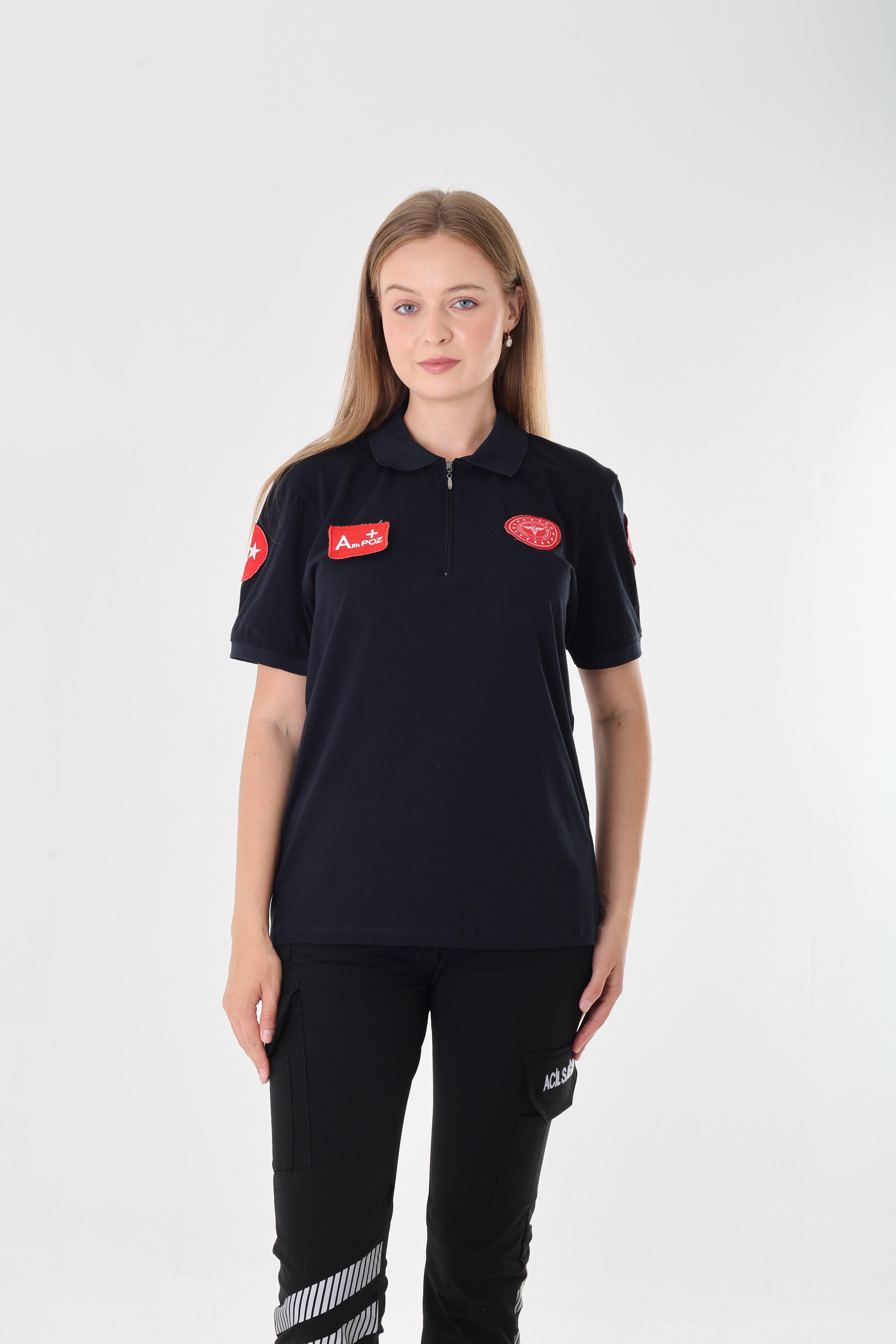 YENİ 112 Acil Sağlık Lacivert Fermuarlı Penye T-shirt (Unisex)