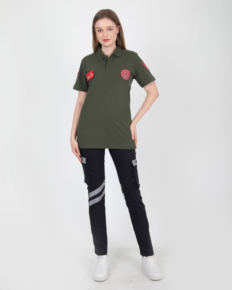 Yeni 112 Acil Sağlık Haki Yeşili Lacost T-shirt(Unisex)