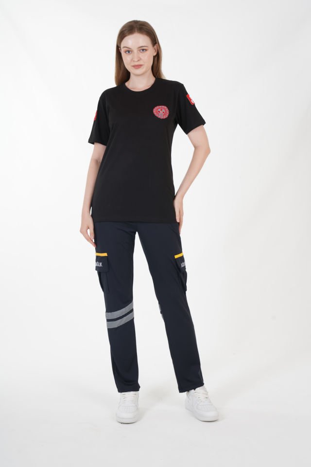 112 Acil Çağrı Merkezi Siyah Penye T-shirt (Unisex)