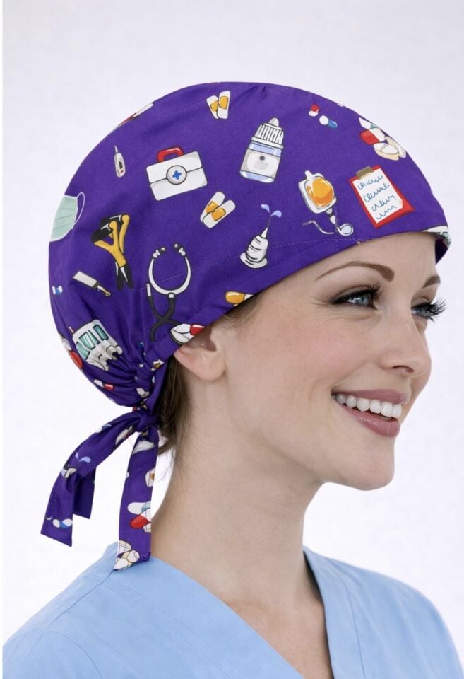 Mor Medikal Desenli Bone