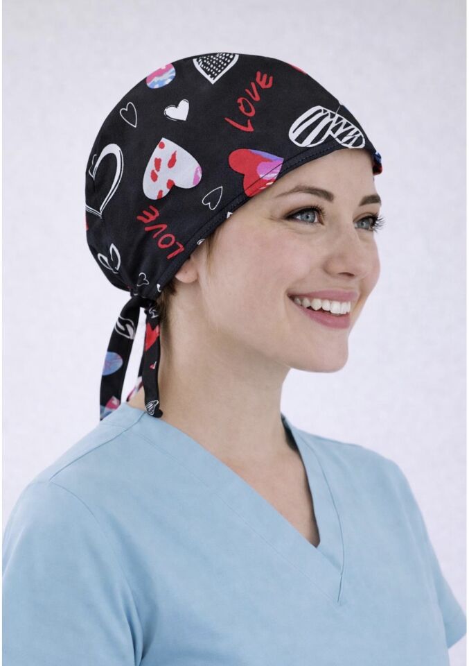 Kalp Desenli Siyah Bone