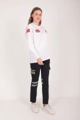 Yeni Evde Sağlık Sıfır Yaka Beyaz Swit (Unisex)