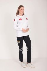 Yeni Evde Sağlık Sıfır Yaka Beyaz Swit (Unisex)