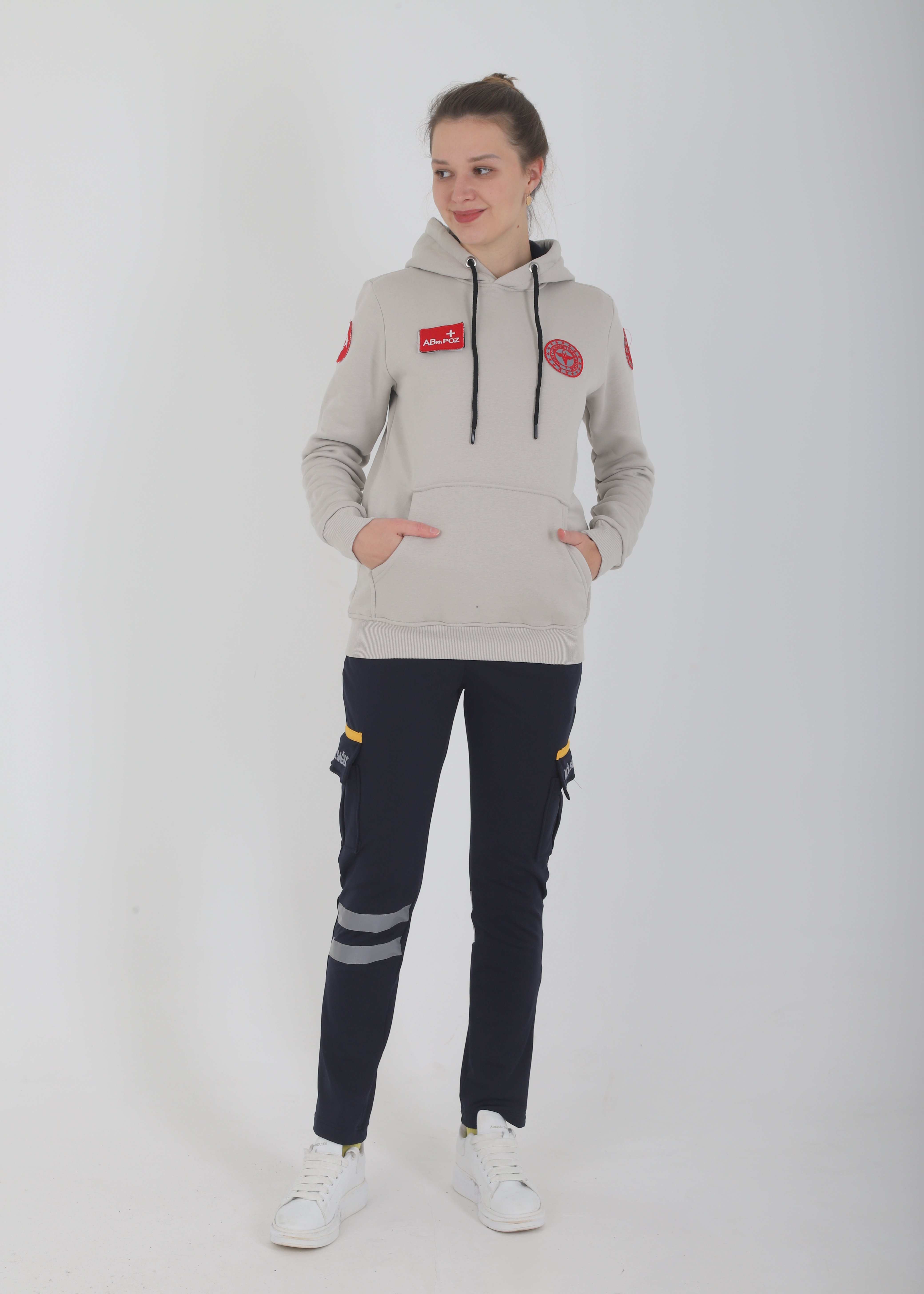 Evde Sağlık Bej Kapşonlu Swit (Unisex)