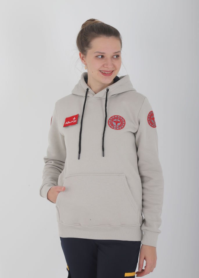 Evde Sağlık Bej Kapşonlu Swit (Unisex)