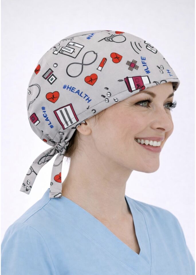 Sağlık Desenli Gri Bone