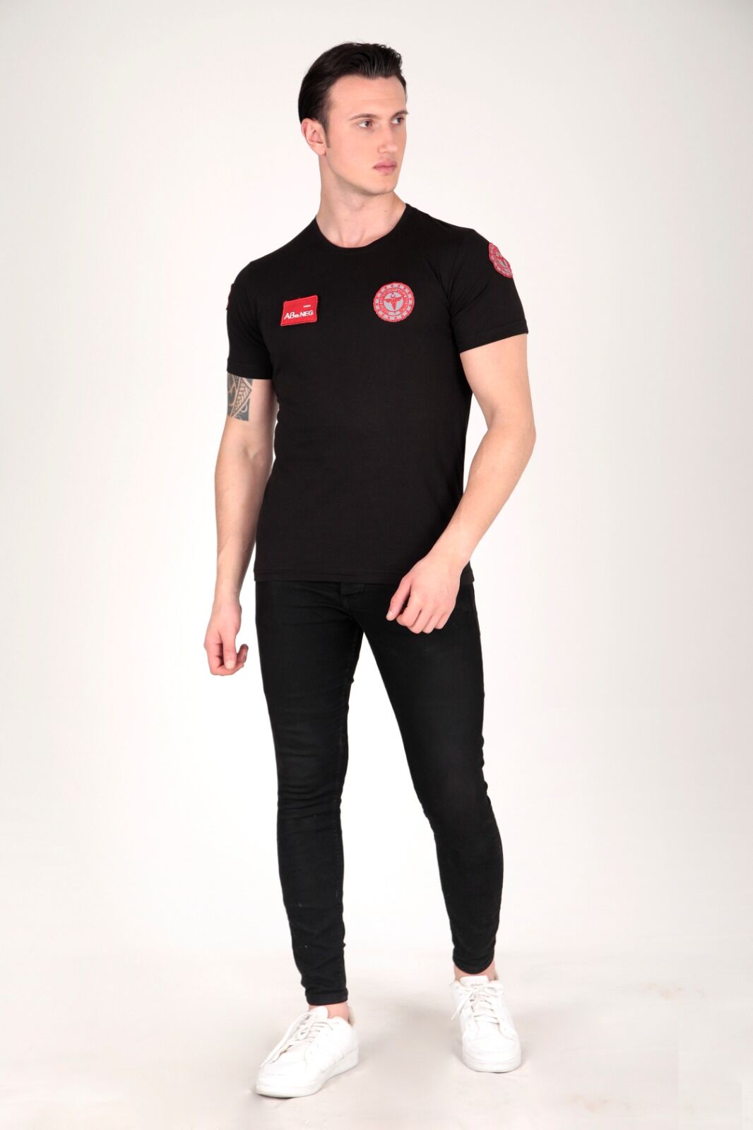 Yeni Penye Siyah Sıfır Yaka 112 Acil Sağlık T-shirt (Unisex)
