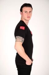 Yeni Penye Siyah Sıfır Yaka 112 Acil Sağlık T-shirt (Unisex)