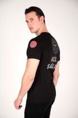 Yeni Penye Siyah Sıfır Yaka 112 Acil Sağlık T-shirt (Unisex)
