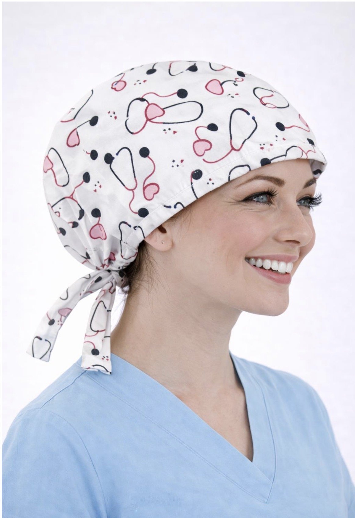 Steteskop Desenli Beyaz Bone