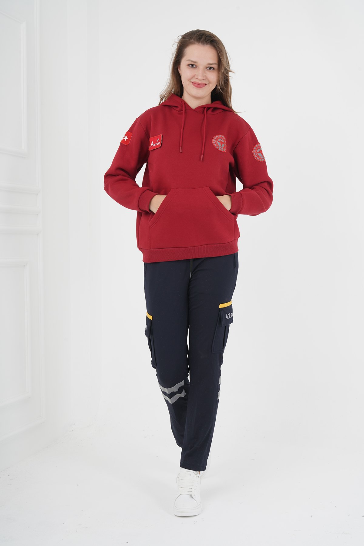 Evde Sağlık Bordo Kapşonlu Swit (Unisex)