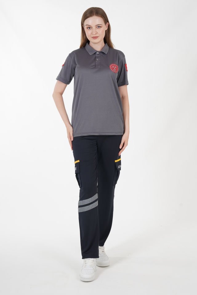 112 Acil Çağrı Merkezi Polo Yaka Füme Comfort T-shirt (Fileli-Unisex)