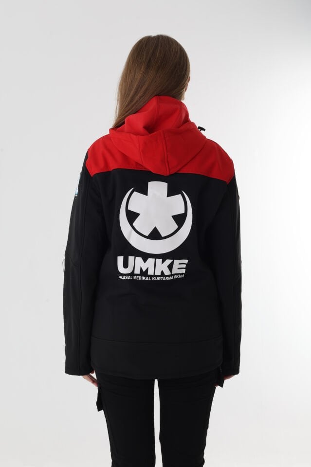 UMKE Kırmızı-Siyah Shoftshell Mont (Unisex-Su Geçirmez)