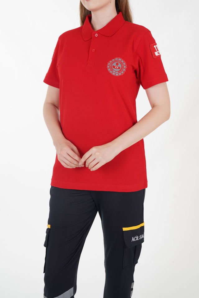 112 Acil Çağrı Merkezi Kırmızı Lacost T-shirt (Unisex)
