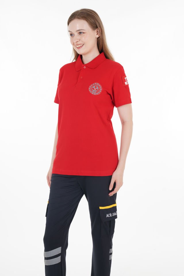 112 Acil Çağrı Merkezi Kırmızı Lacost T-shirt (Unisex)