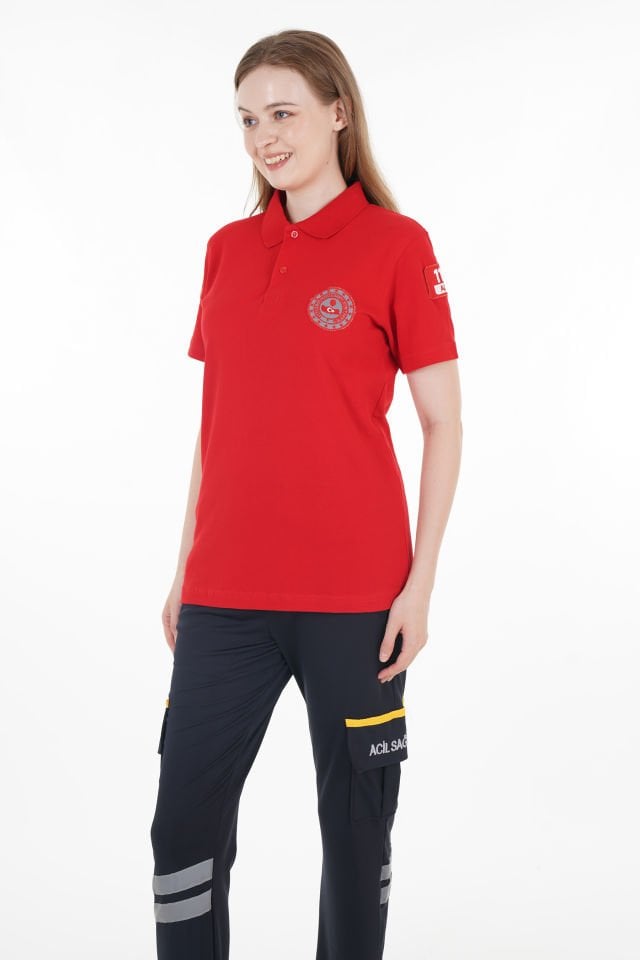 112 Acil Çağrı Merkezi Kırmızı Lacost T-shirt (Unisex)