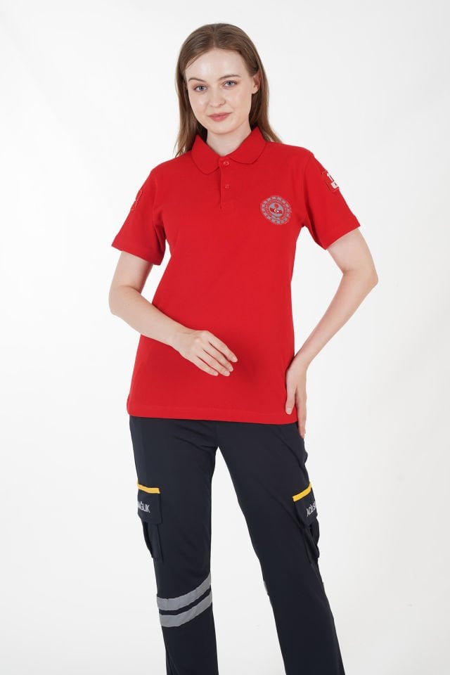 112 Acil Çağrı Merkezi Kırmızı Lacost T-shirt (Unisex)