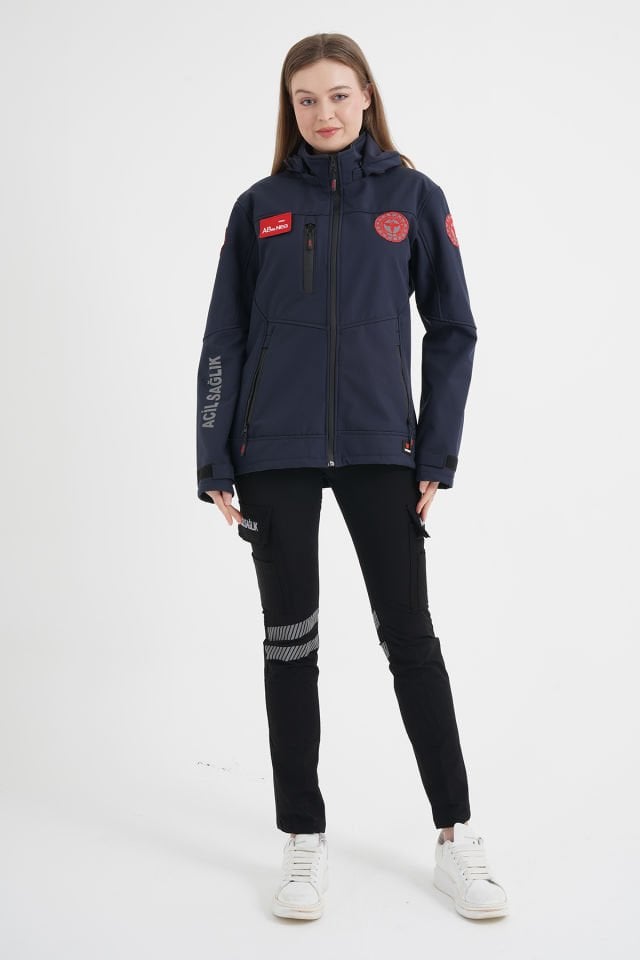 112 Acil Sağlık Lacivert Shoftshell Mont (Unisex-Su Geçirmez)
