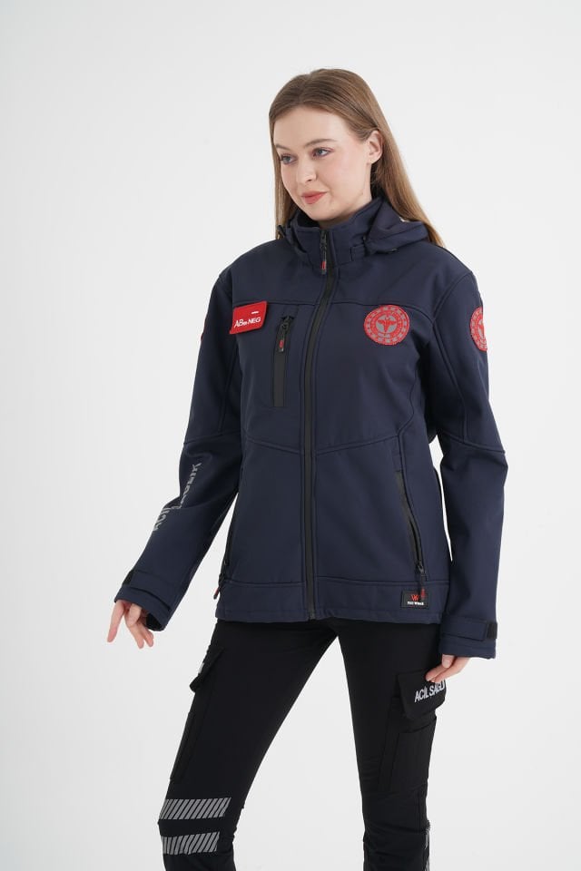 112 Acil Sağlık Lacivert Shoftshell Mont (Unisex-Su Geçirmez)