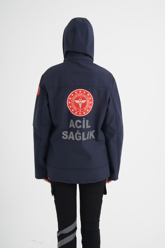 112 Acil Sağlık Lacivert Shoftshell Mont (Unisex-Su Geçirmez)