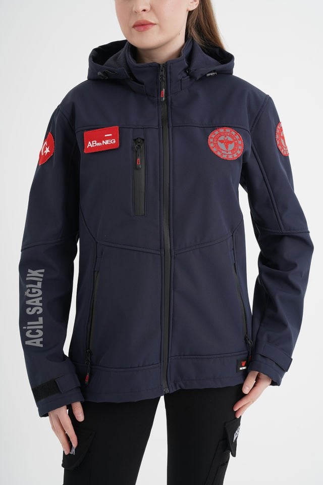 112 Acil Sağlık Lacivert Shoftshell Mont (Unisex-Su Geçirmez)