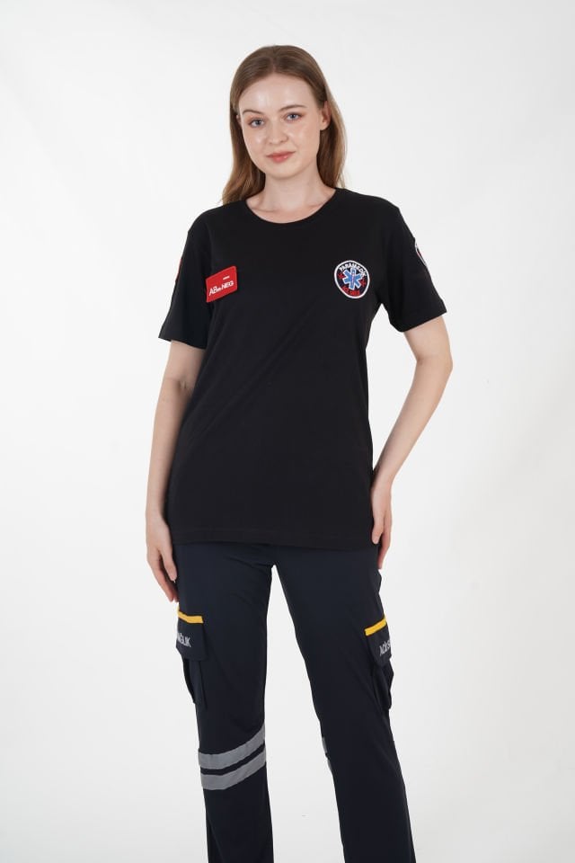 Yeni Paramedik Sıfır Yaka Siyah Penye T-shirt (Unisex)