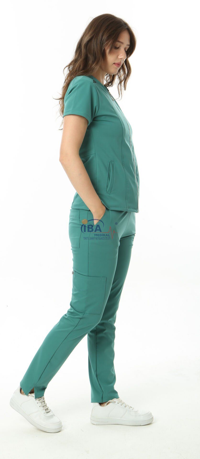 Pilatinum Fermuarlı Likralı Cerrahi Takım M-42 Beden - Ameliyathane Yeşili