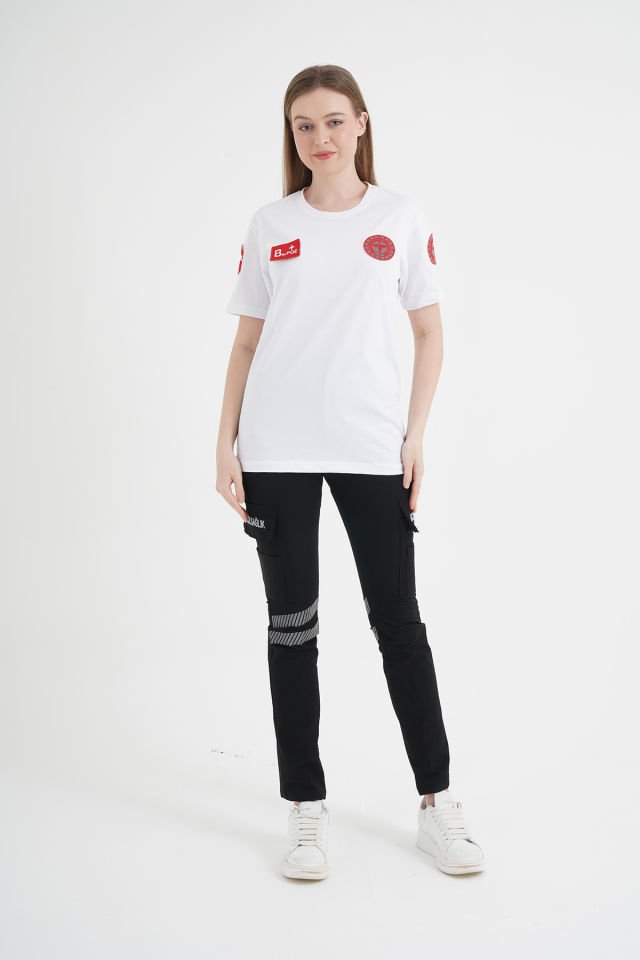 Yeni 112 Acil Sağlık Beyaz Penye T-shirt (Unisex)