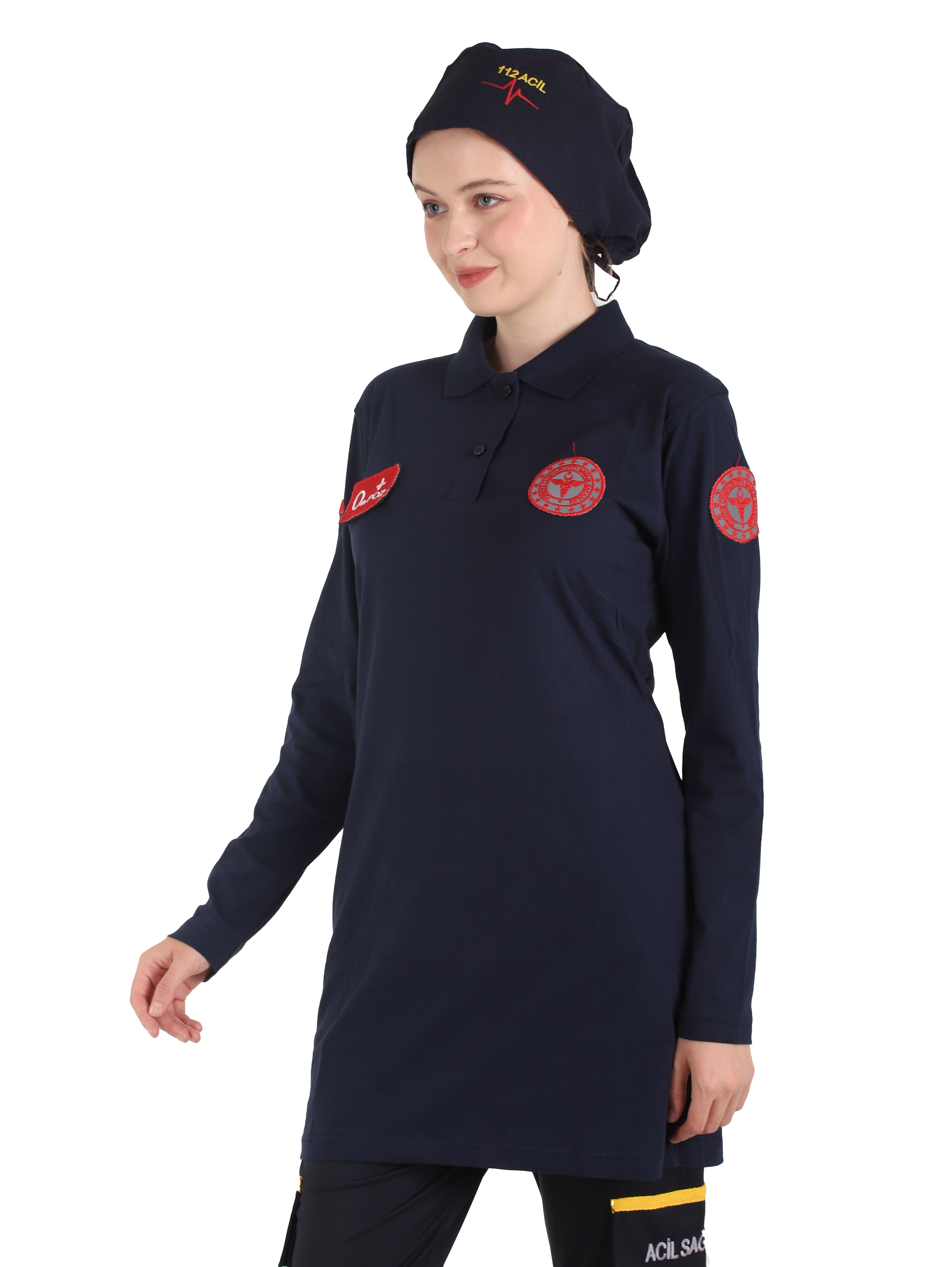 YENİ 112 Acil Sağlık Lacivert Polo Yaka Penye Tunik