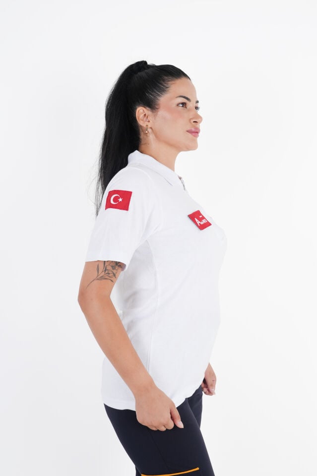 Ritimli Acil Sağlık Fermuarlı Beyaz Penye Kısa kol (Unisex)
