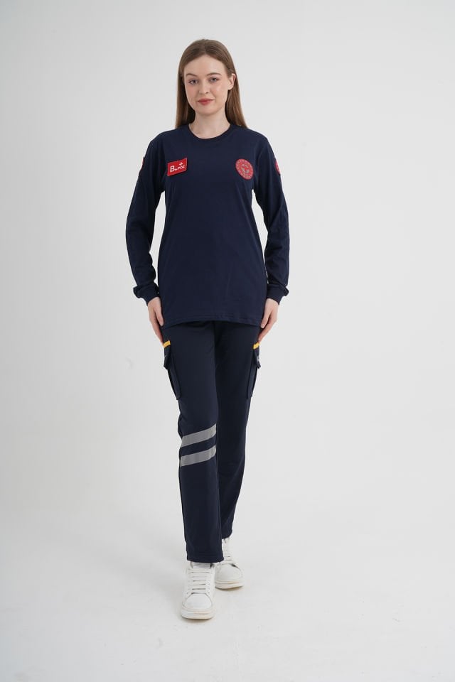 112 Acil Sağlık Lacivert Penye Uzun Kollu T-shirt (Unisex)
