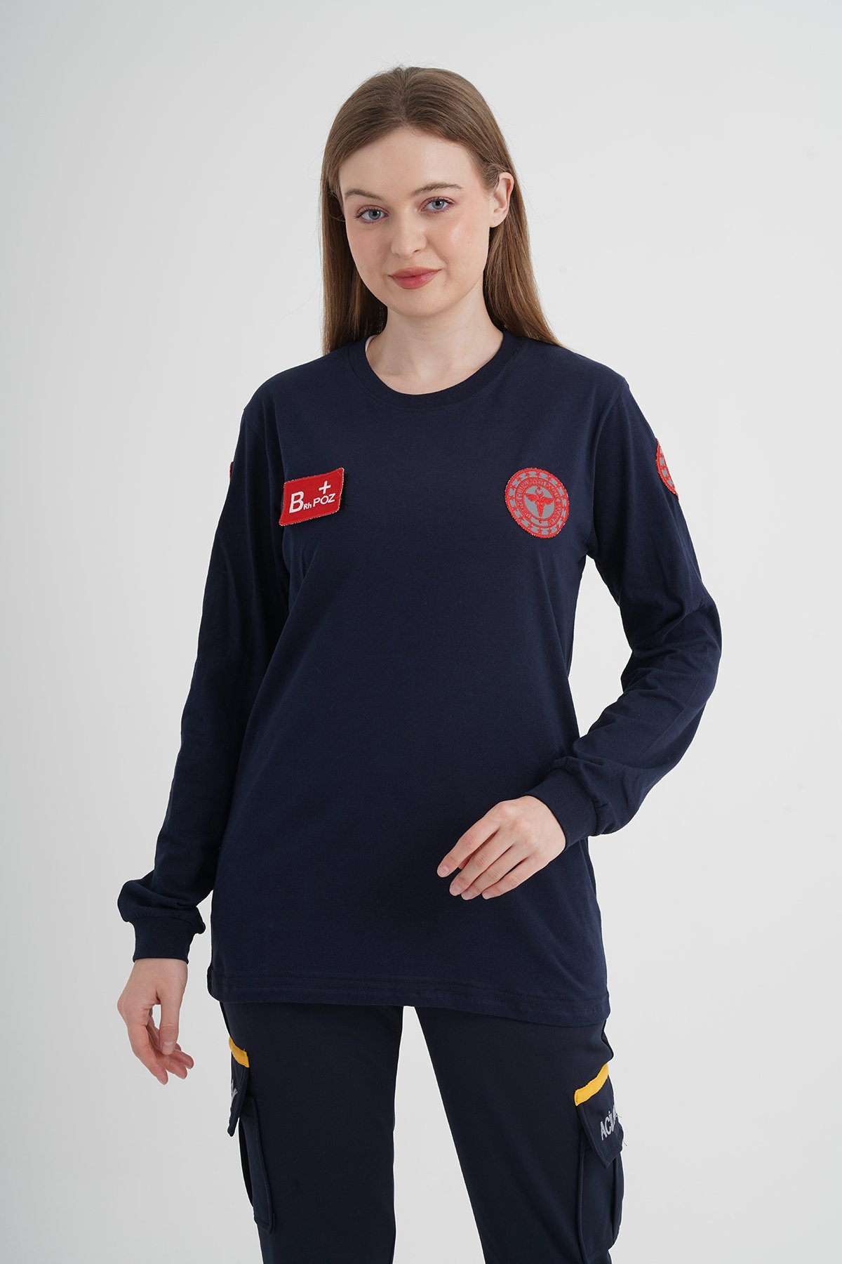 112 Acil Sağlık Lacivert Penye Uzun Kollu T-shirt (Unisex)
